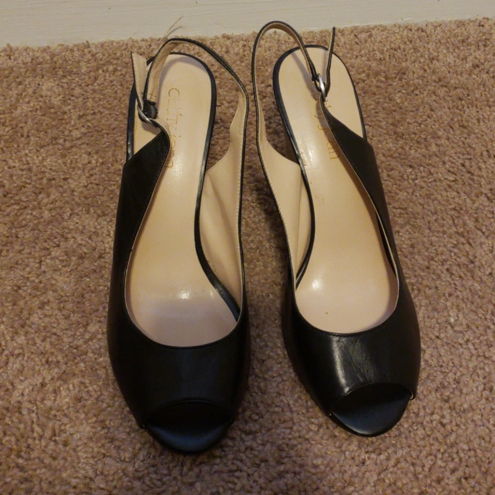 Peep toe wedges